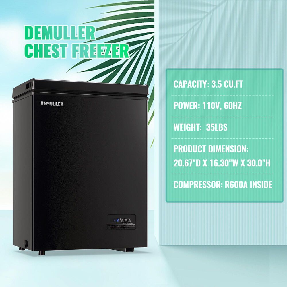 HOMLUX 3.5 Cu. Ft. Deep Chest Freezer with Removable Basket in Black, , large