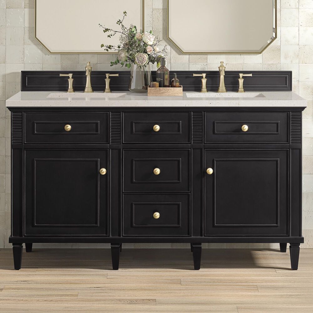 James Martin Vanities Lorelai 60&quot; Double Vanity in Black Onyx with 3 cm Lime Delight Quartz Top, , large
