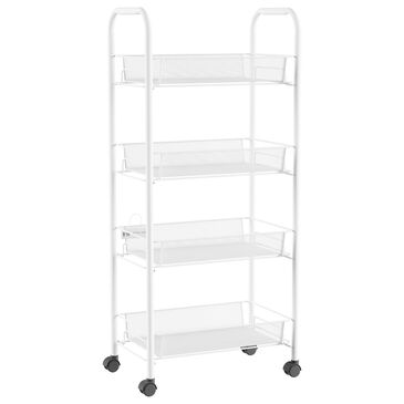 Timberlake 4-Tier Rolling Kitchen Cart in White, , large