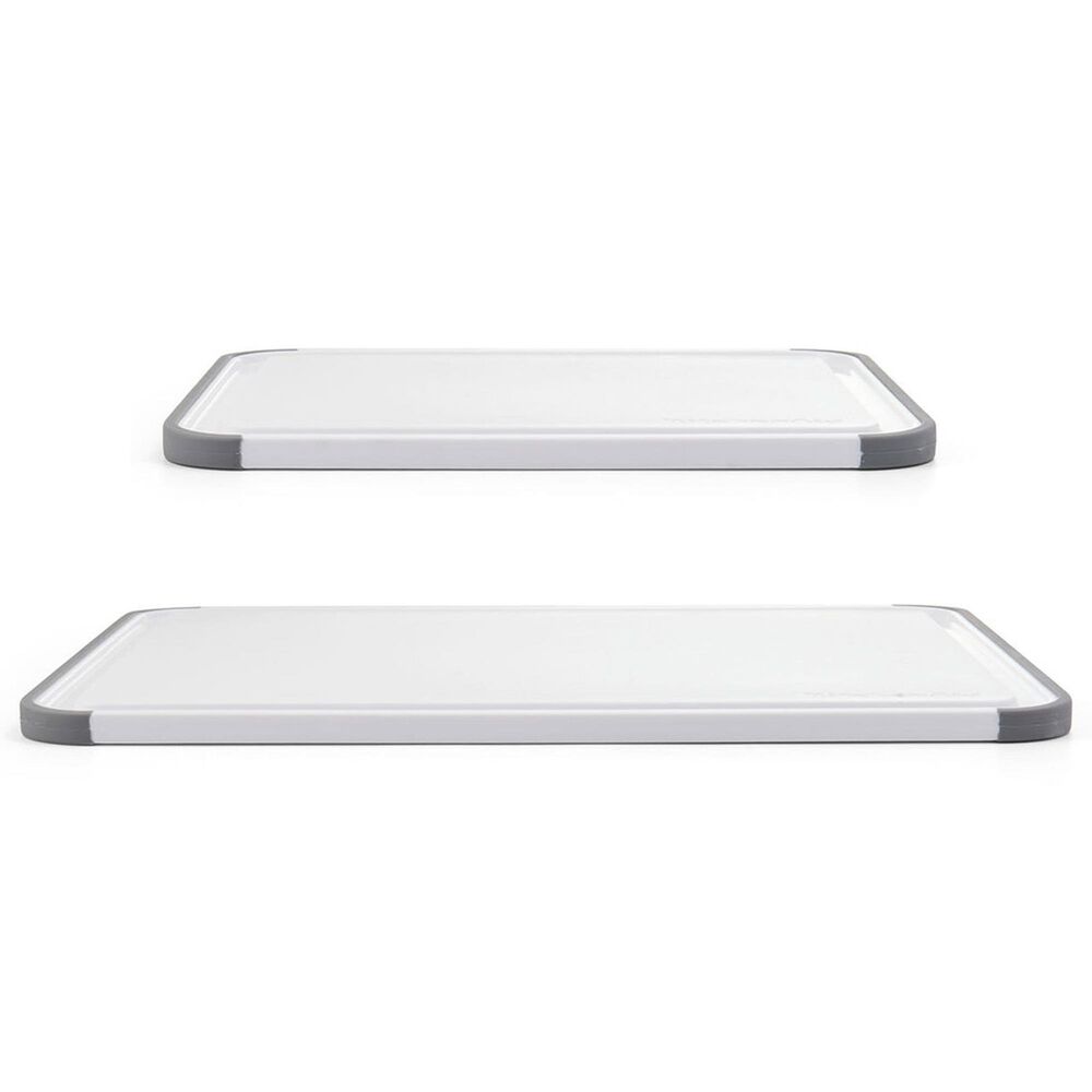 KitchenAid 2-Piece Polypropylene Chopping Board Set in White and Gray, , large