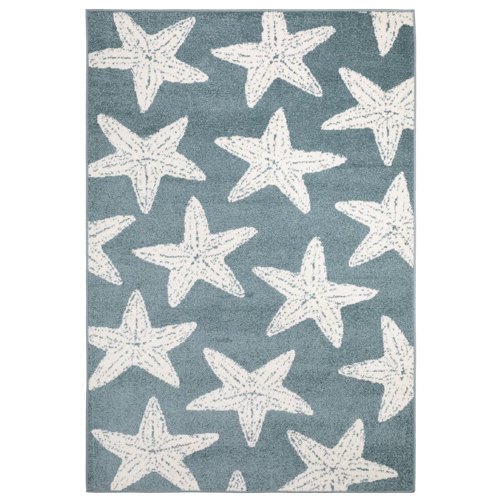 ROW by Oriental Weavers Quinn Starfish Blue and Ivory 5"3" x 7" Area Rug, , large