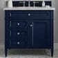James Martin Vanities Brittany 36" Single Bathroom Vanity in Victory Blue with 3 cm Victorian Silver Quartz Top and Rectangular Sink, , large