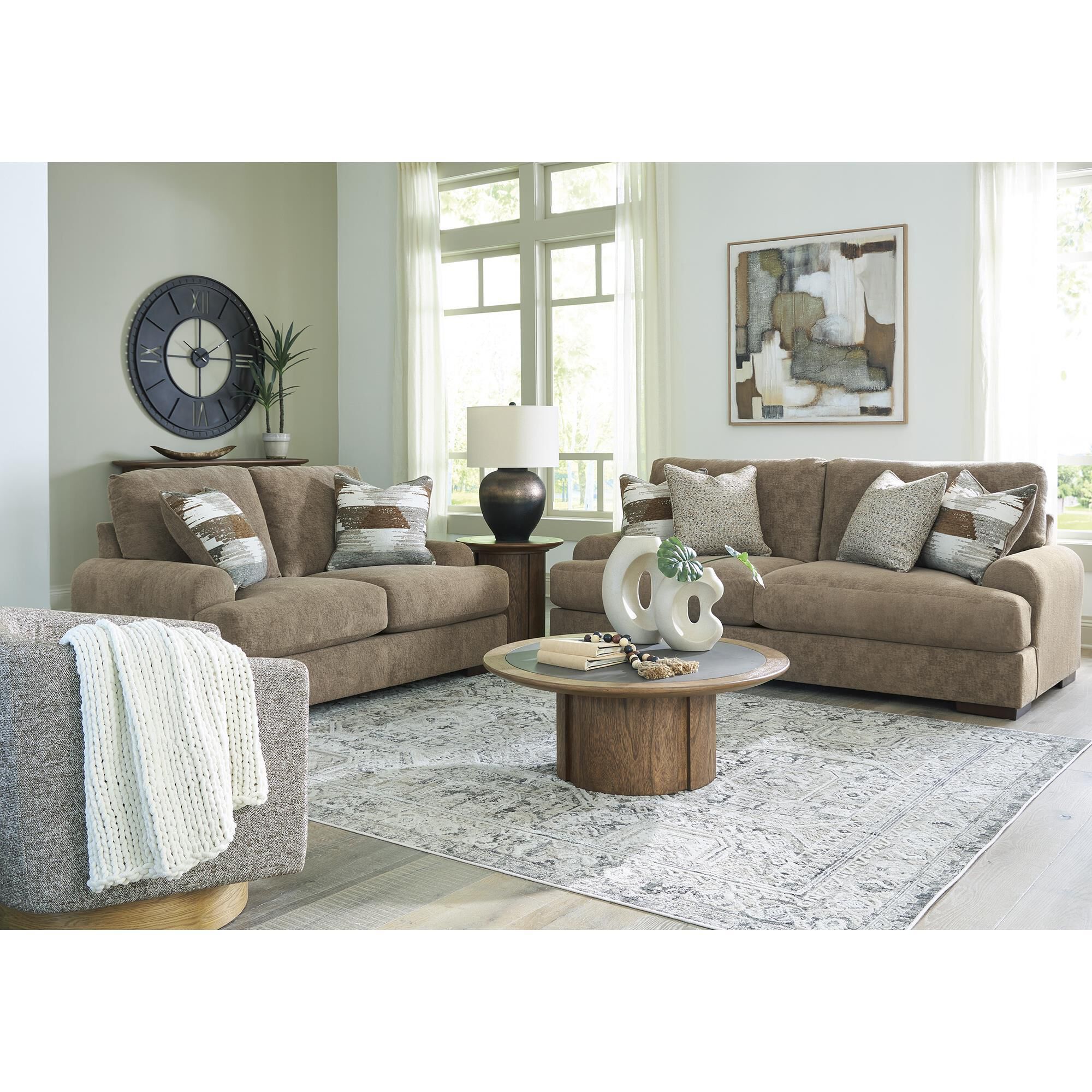 Ashley Jayne Park Stationary Sofa in Pecan