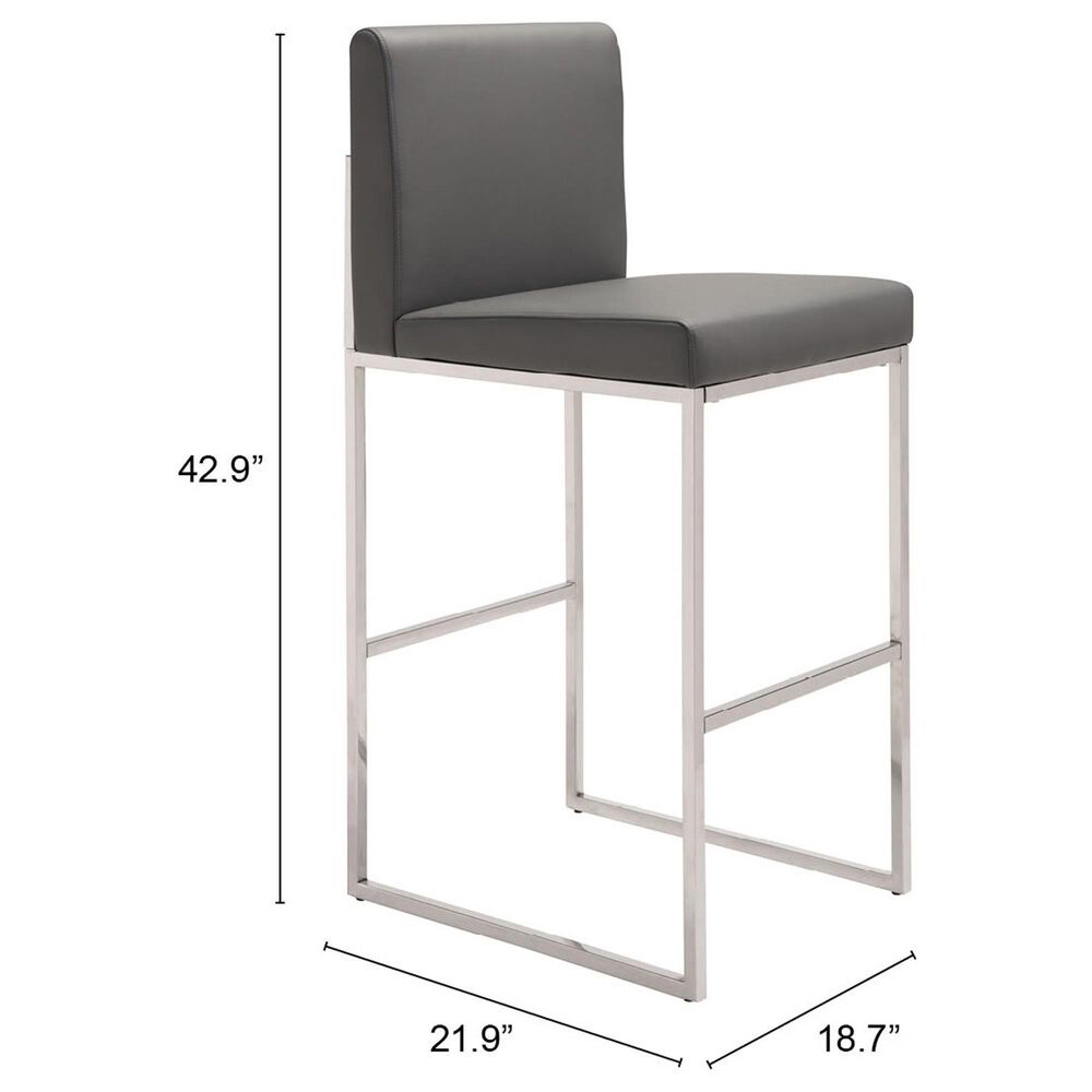 Zuo Modern Genoa Barstool in Gray, , large