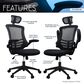 Rta Products Llc Modern High-Back Mesh Executive Office Chair with Headrest and Flip-Up Arms in Black, , large