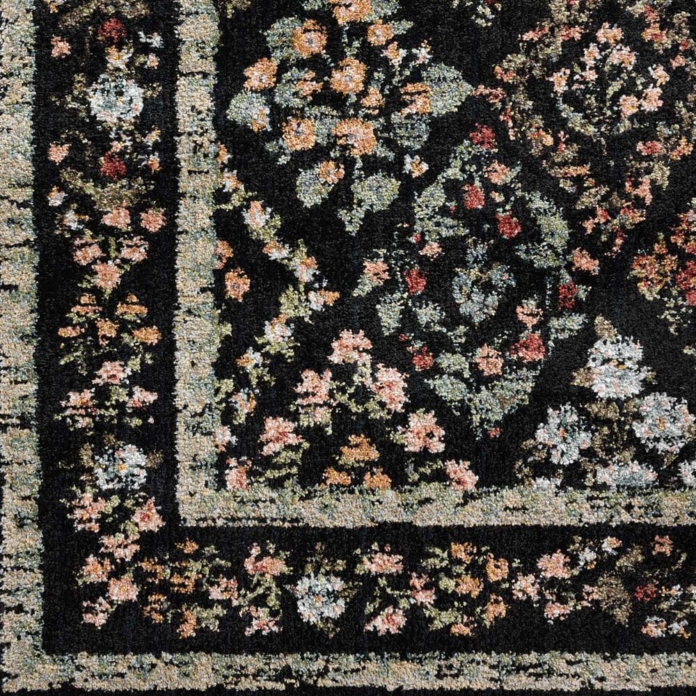 Rifle Paper Co. x Loloi Laurel Parquet 6&#39;6&quot; x 9&#39;2&quot; Black Area Rug, , large