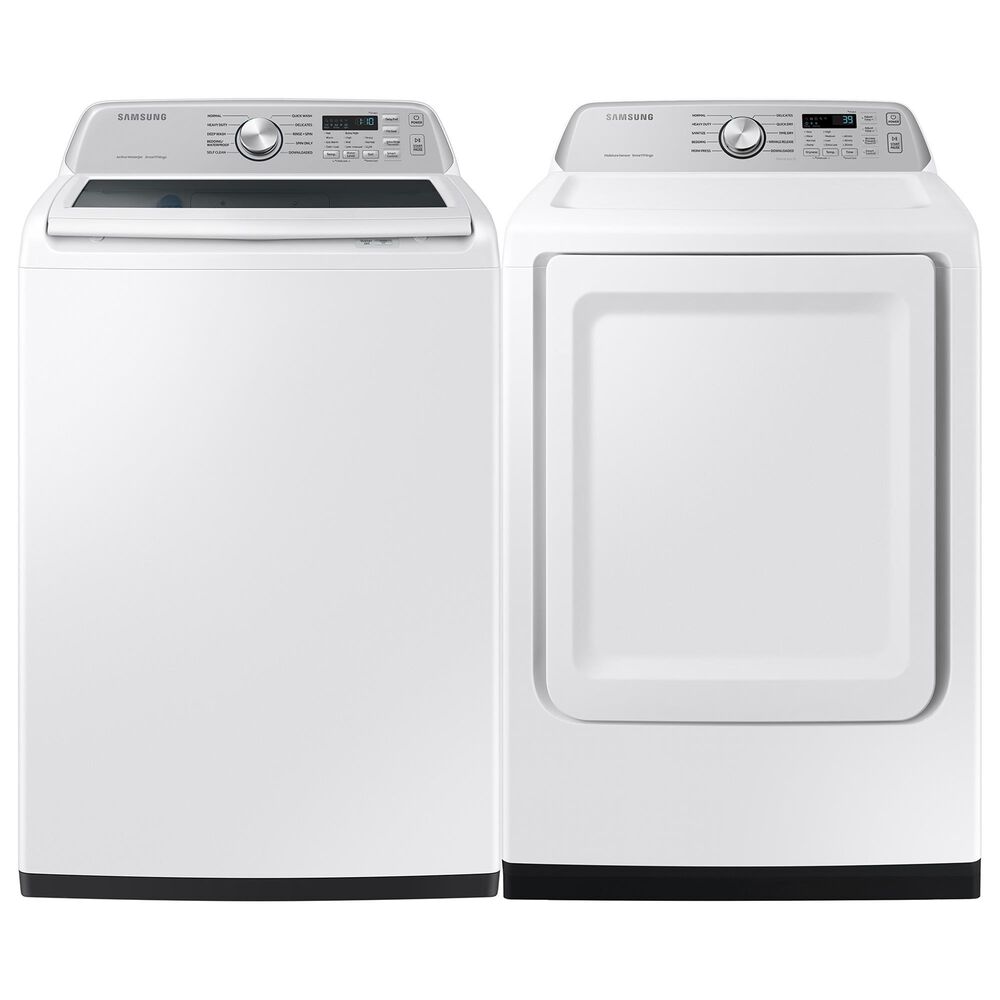 Samsung 4.7 Cu. Ft. Smart Top Load Washer and 7.4 Cu. Ft. Electric Dryer Laundry Pair in White, , large