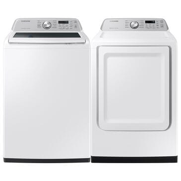 Samsung 4.7 Cu. Ft. Smart Top Load Washer and 7.4 Cu. Ft. Electric Dryer Laundry Pair in White, , large