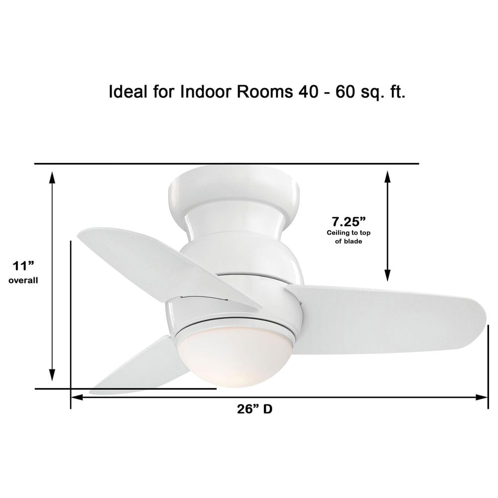 Minka-Aire Spacesaver 26" Ceiling Fan with LED Light in White, , large