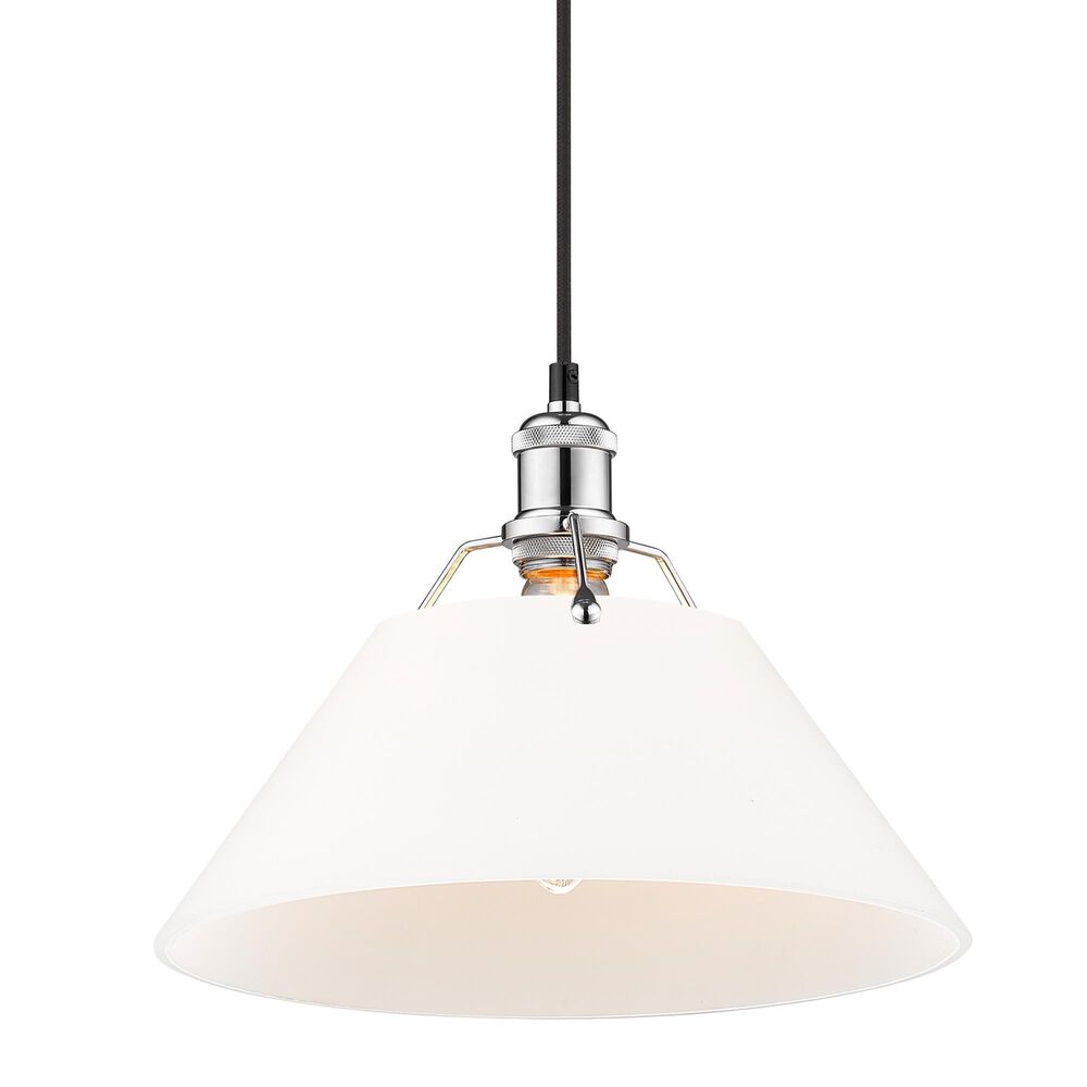 Golden Lighting Orwell 1-Light Wide Large Pendant with Opal Glass Shade in Chrome, , large