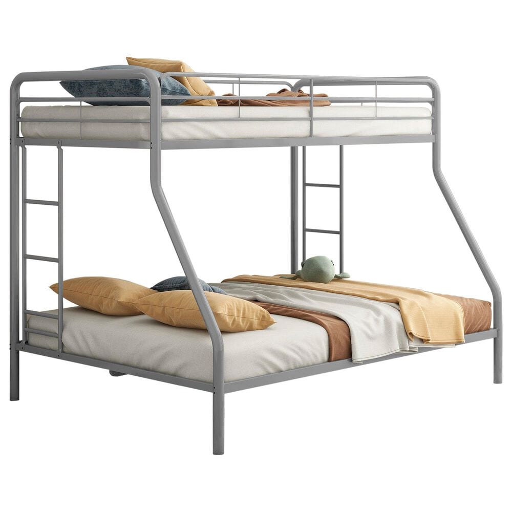Pacific Landing Carson Twin Over Full Bunk Bed in Glossy Silver, , large