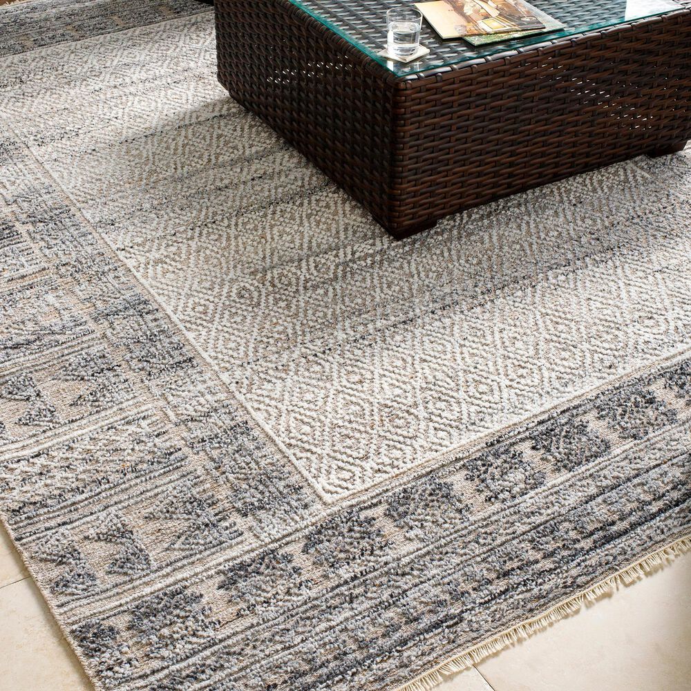 Surya Pompei 9&#39; x 12&#39; Slate, Black, Metallic Silver and Olive Area Rug, , large