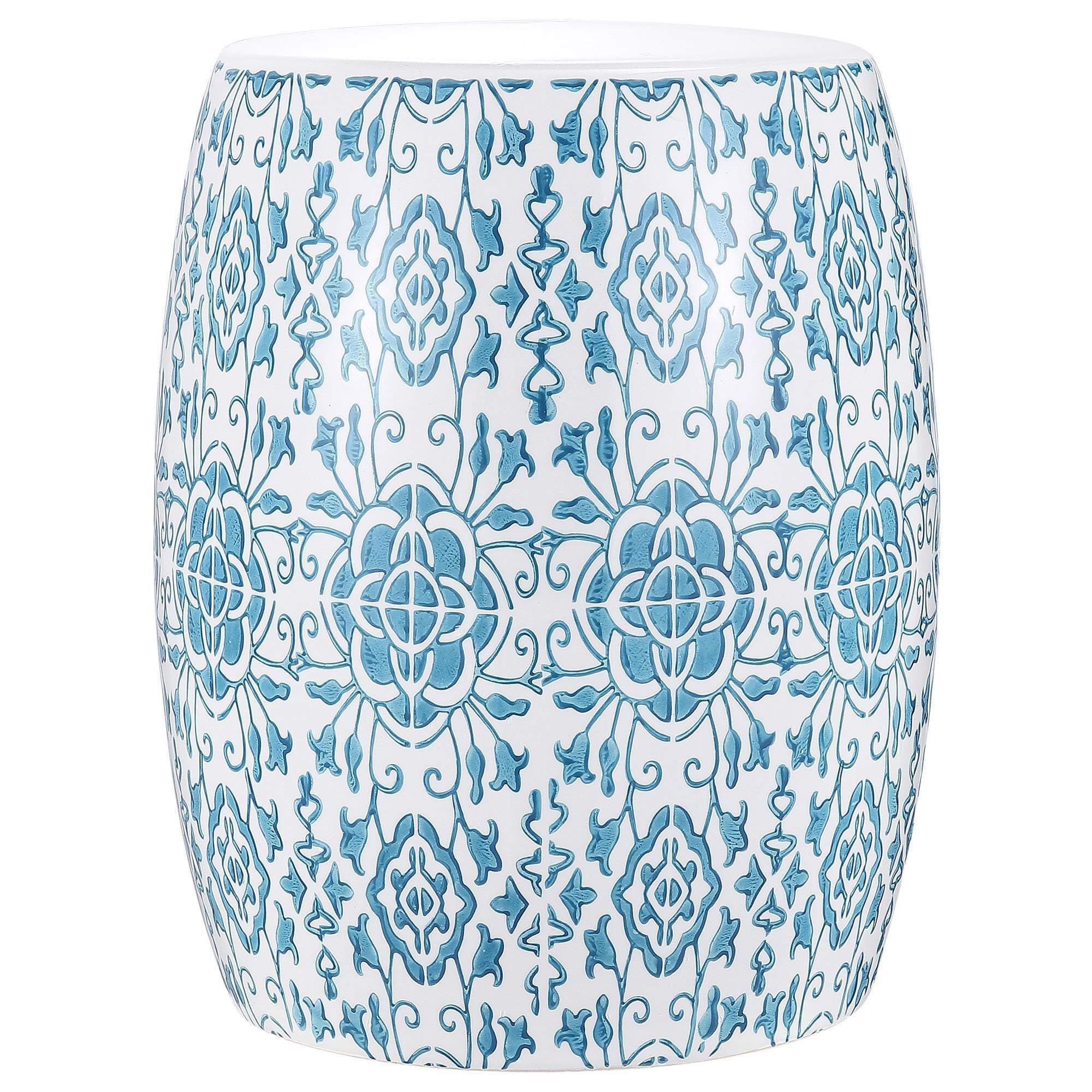 Safavieh Gavina Garden Stool in Blue White NFM