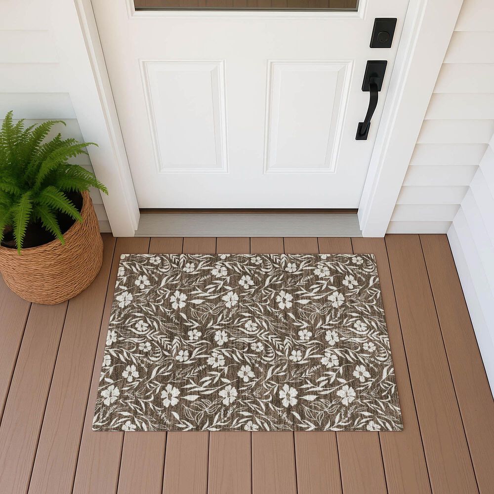 Dalyn Rug Company Soft Essentials Floral Chocolate 2'6" x 3'10" Indoor/Outdoor Area Rug, , large