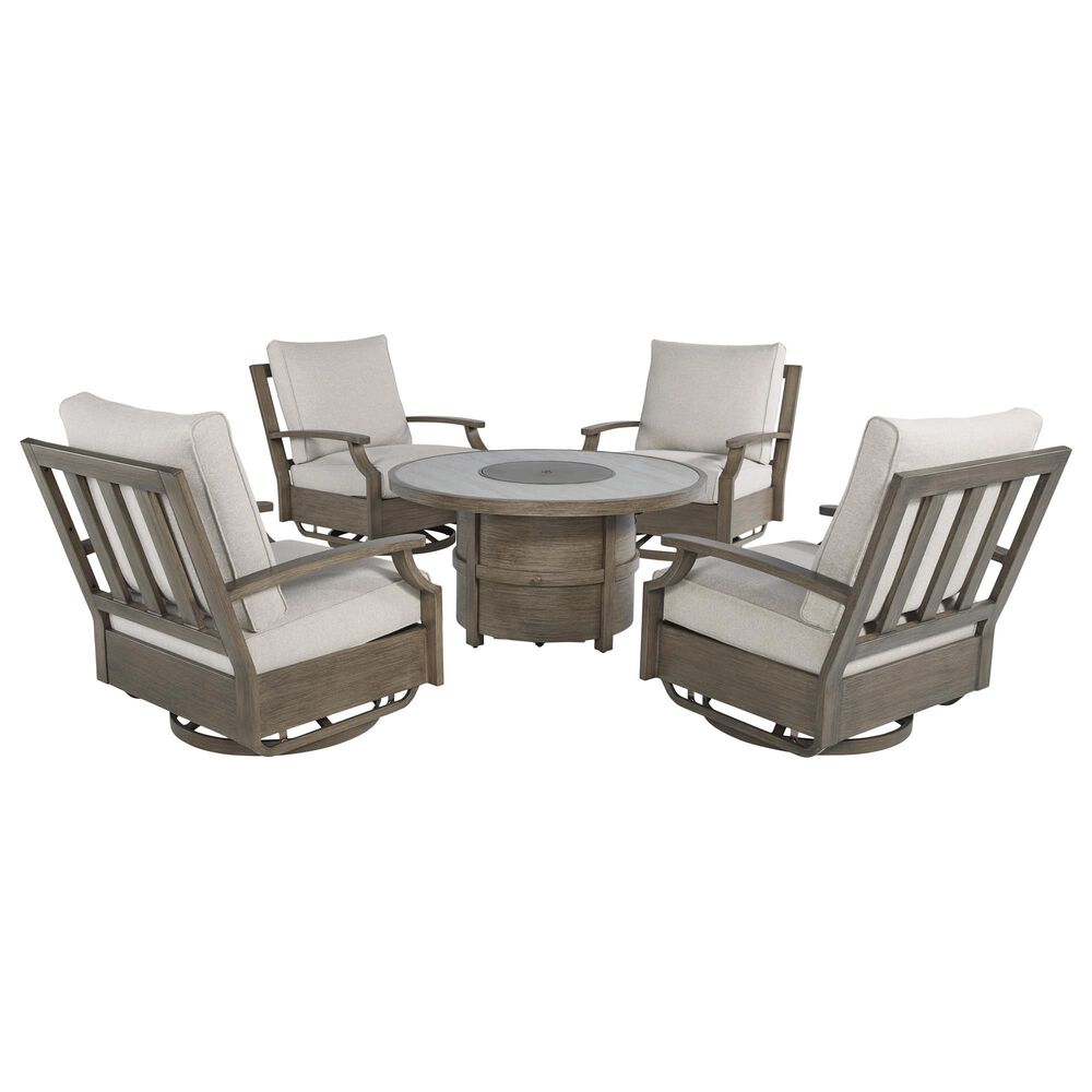 Ashley Rainier Ranch Round Fire Pit Table in Beige, , large