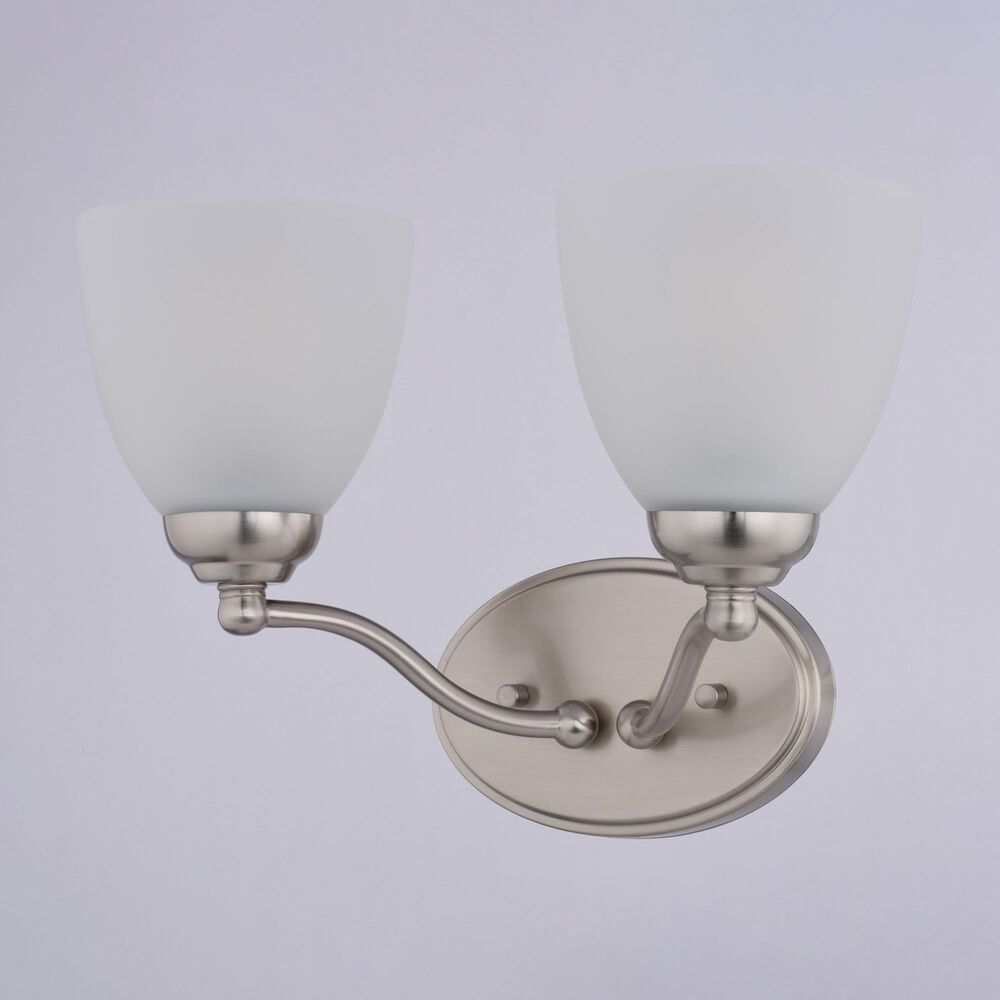 Vaxcel Bellwood 2-Light Bathroom Vanity with Frosted Glass Shades in Satin Nickel, , large
