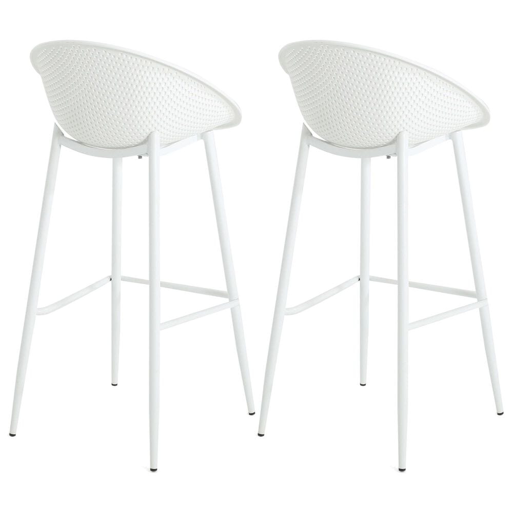 Hearth and Haven Gable Outdoor Barstool with Metal Frame in White (Set of 2), , large