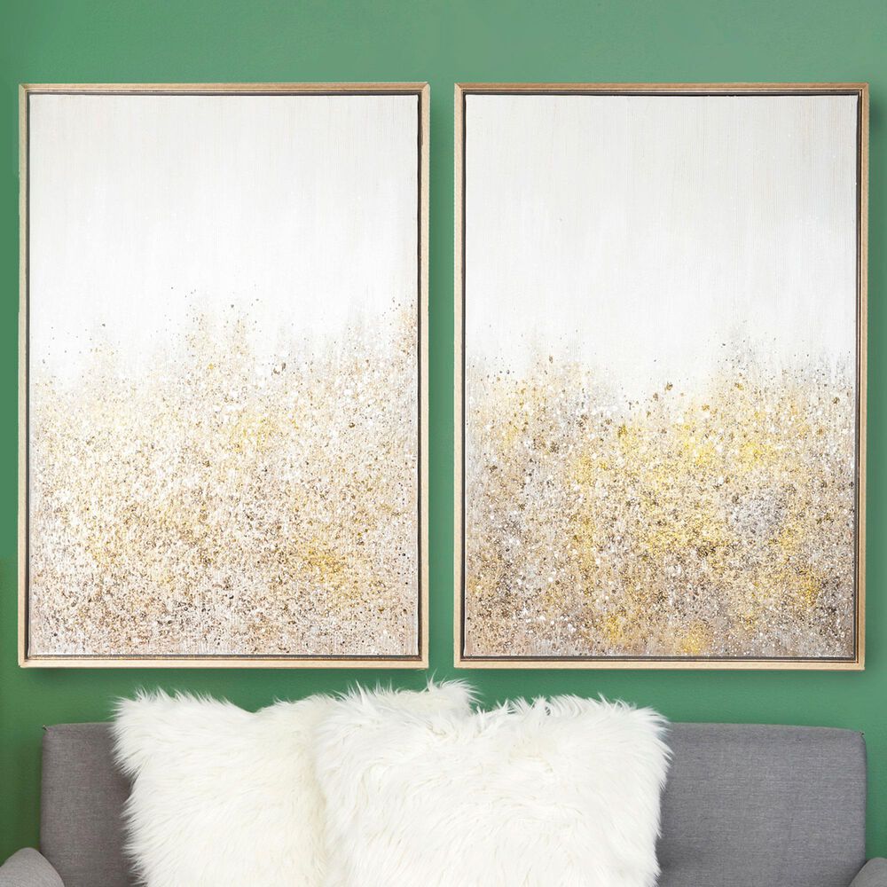CosmoLiving by Cosmopolitan 40&quot; x 30&quot; Abstract Wall Art in White, Black, Gold and Grey &#40;Set of 2&#41;, , large