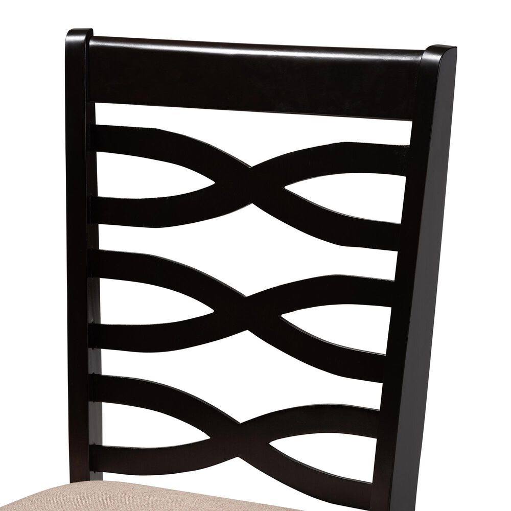 Baxton Studio Lanier Side Chair with Sand Cushion in Espresso Brown (Set of 4), , large