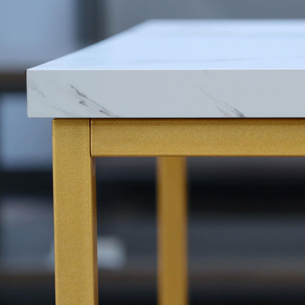Golden Wave Furniture Driscoll Sofa Table in Gray, White and Gold, , large