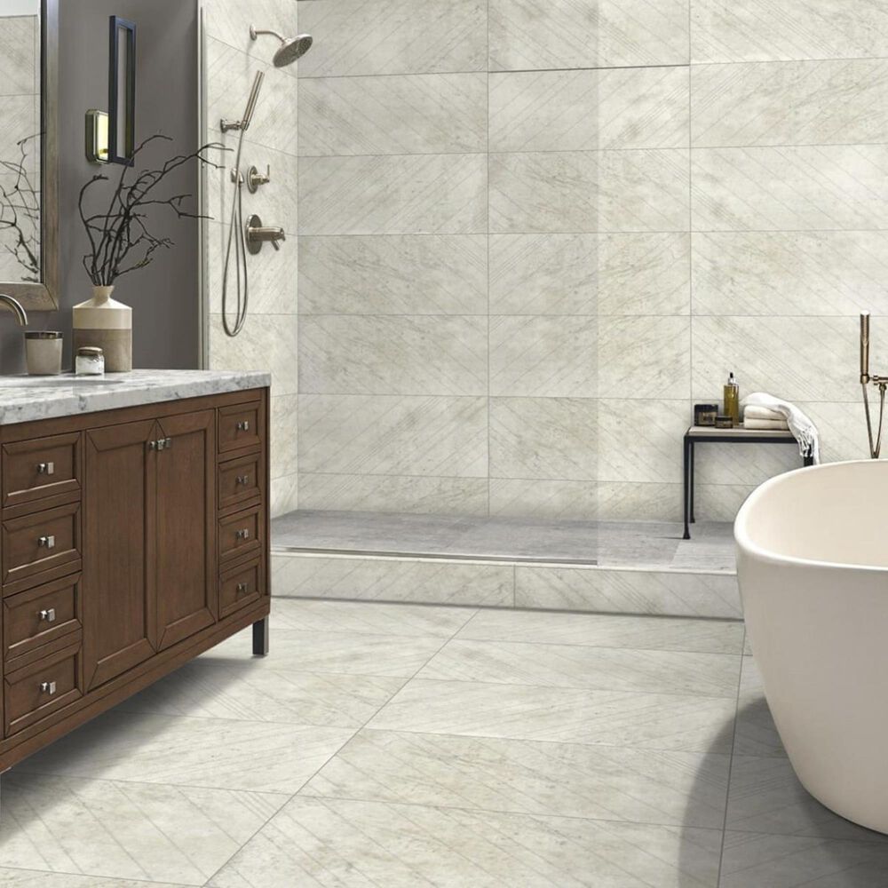 Emser Borigni White 18" x 35" Right Diagonal Porcelain Tile, , large