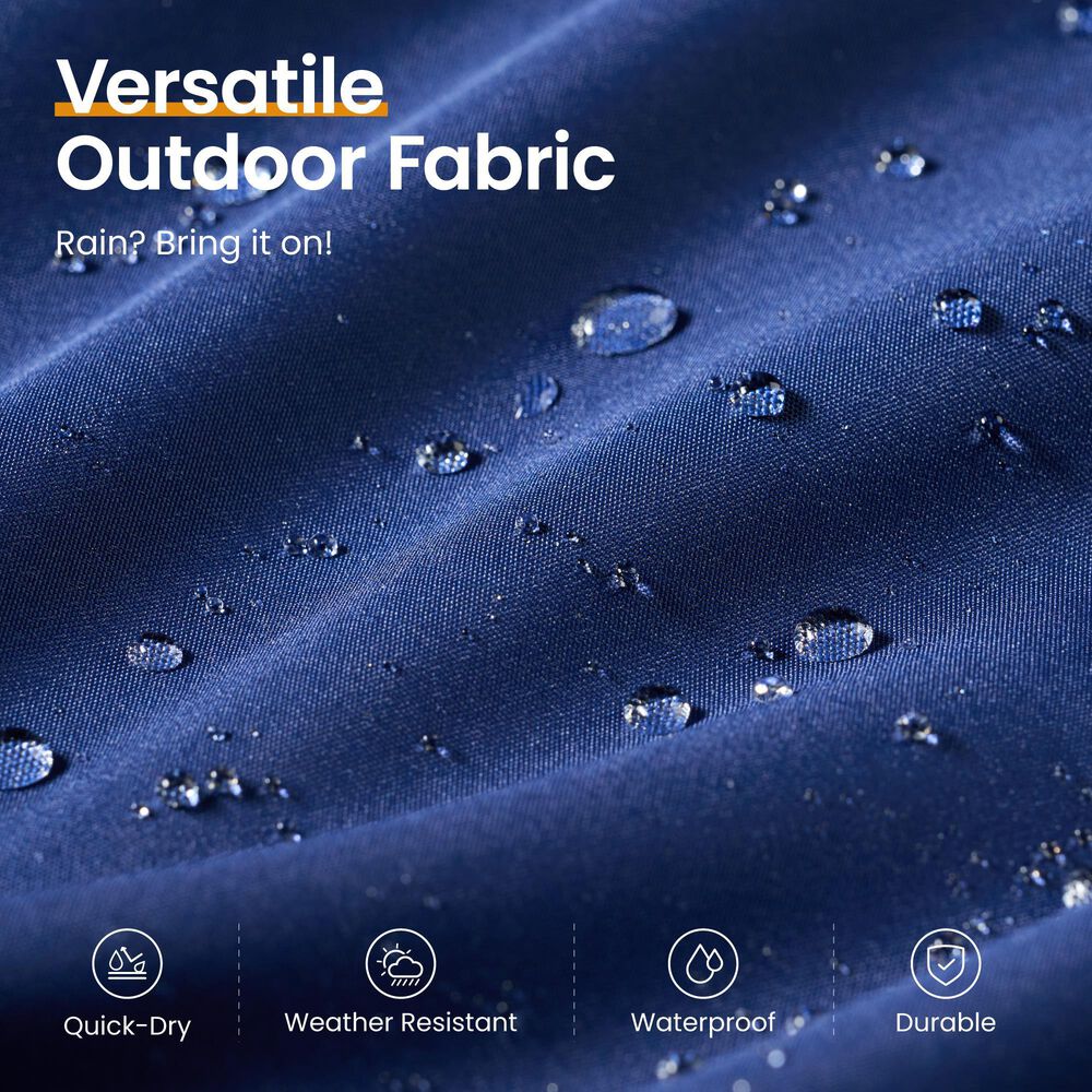 HOMLUX 15' Double-Sided Outdoor Market Umbrella with Sandbag Base and White LED Beads in Royal Blue, , large