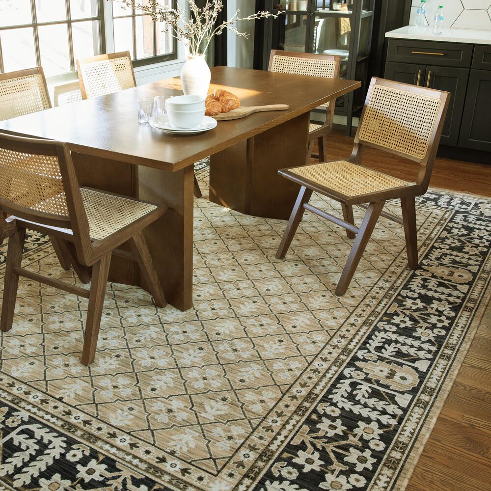 Oriental Weavers Acacia ACA12 Tan and Black 9'10" x 12'10" Area Rug, , large