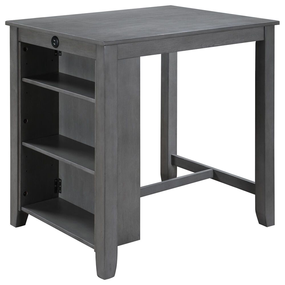 HOMLUX 3-Piece Counter Height Dining Set with Shelves and 2-Chair in Gray, , large
