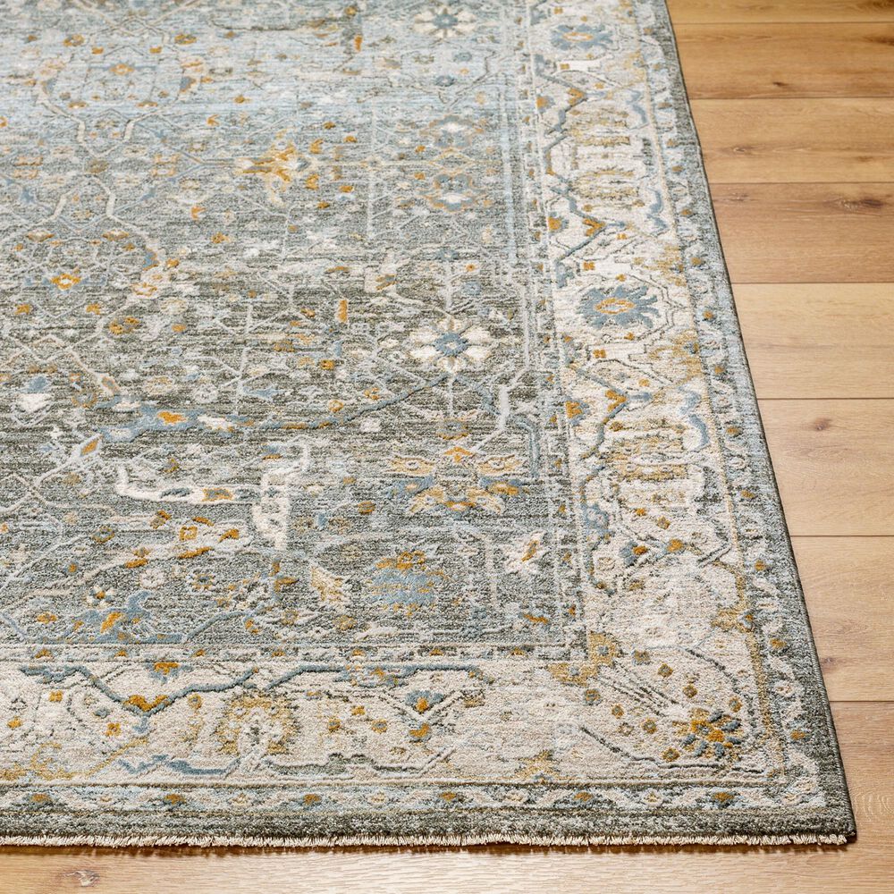 Surya Dresden Deep Teal, Dusty Sage, Taupe, Off-White, Light Gray, Olive and Mustard 2'7" x 10' Runner, , large