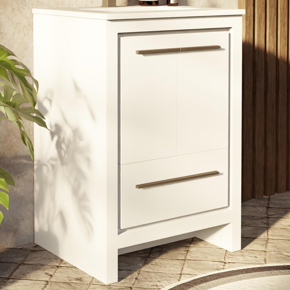 Lexora Home Lafarre 24" Single Bathroom Vanity in White with 2 cm White Cultured Marble Top and Rectangular Sink, , large