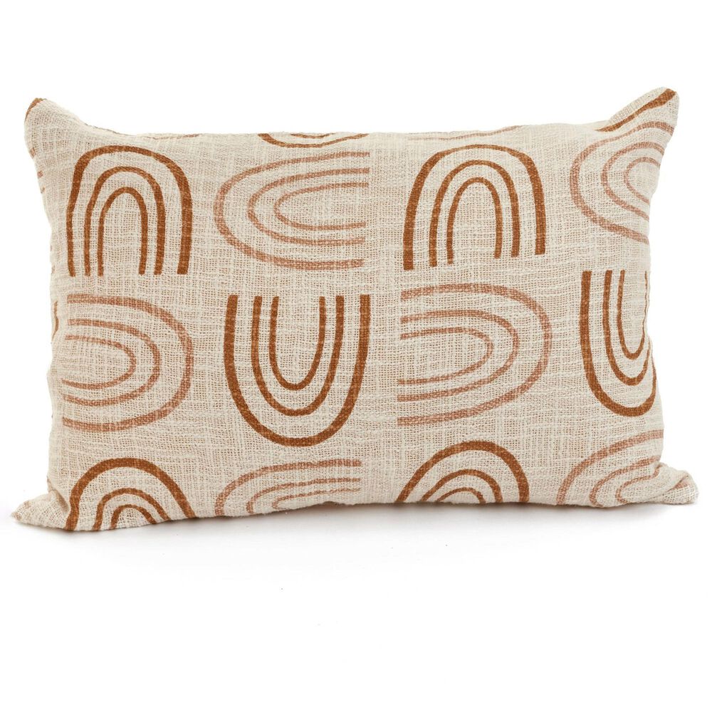 16" x 24" Rainbow Lumbar Pillow in Rust and Bisque, , large
