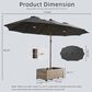 HOMLUX 2-Piece 14.5 ft Patio Umbrella and All-weather Rattan Rectangular Coffee Table Outdoor Set in Dark Gray, , large