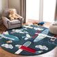 Safavieh Carousel CRK167 3" Round Navy and Ivory Kids Area Rug, , large