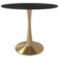 Leisuremod Leisuremod Bristol 31 round dining table Gold base with Black Sintered stone Top, , large
