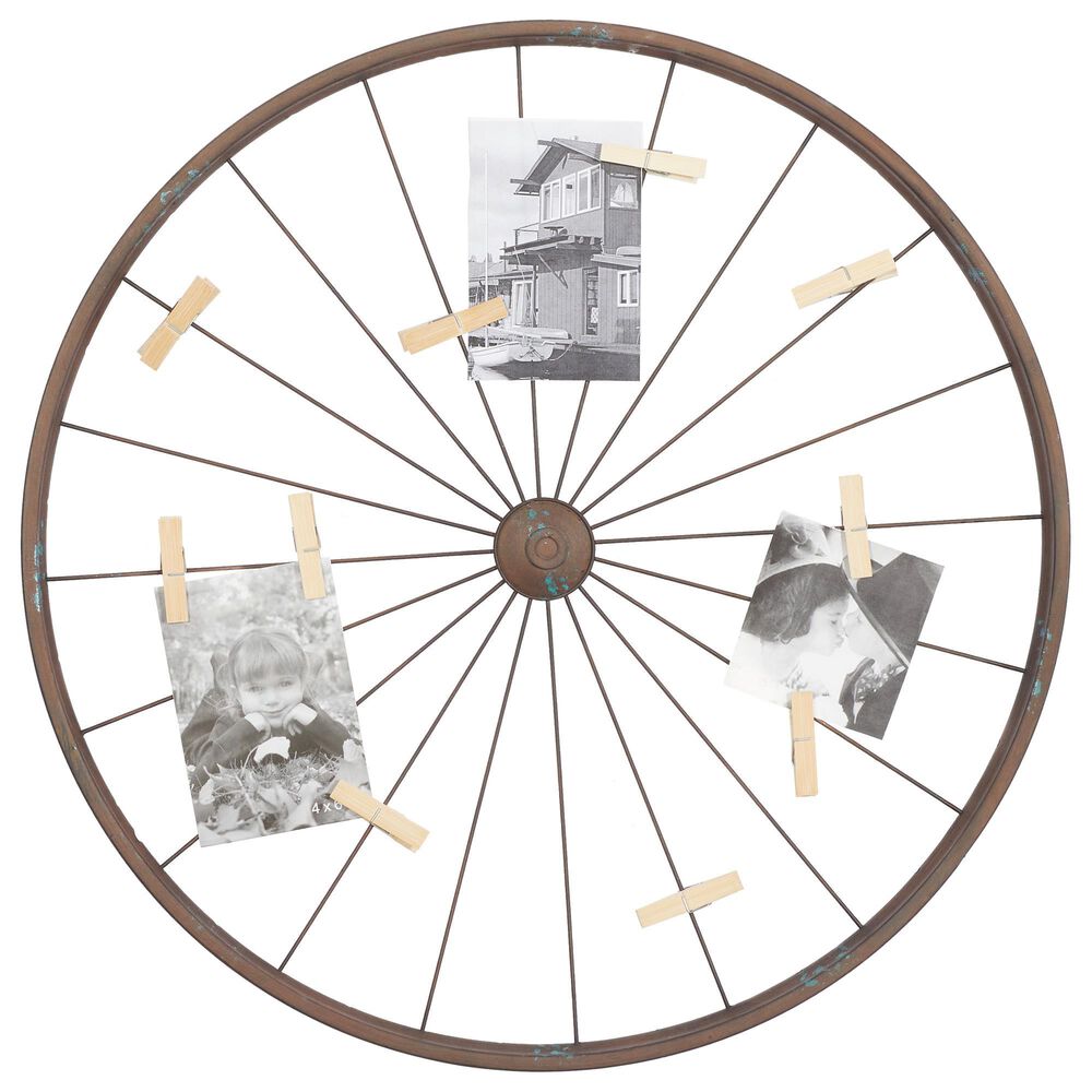 Maple and Jade Farmhouse Round Metal Wall Decor in Black, , large