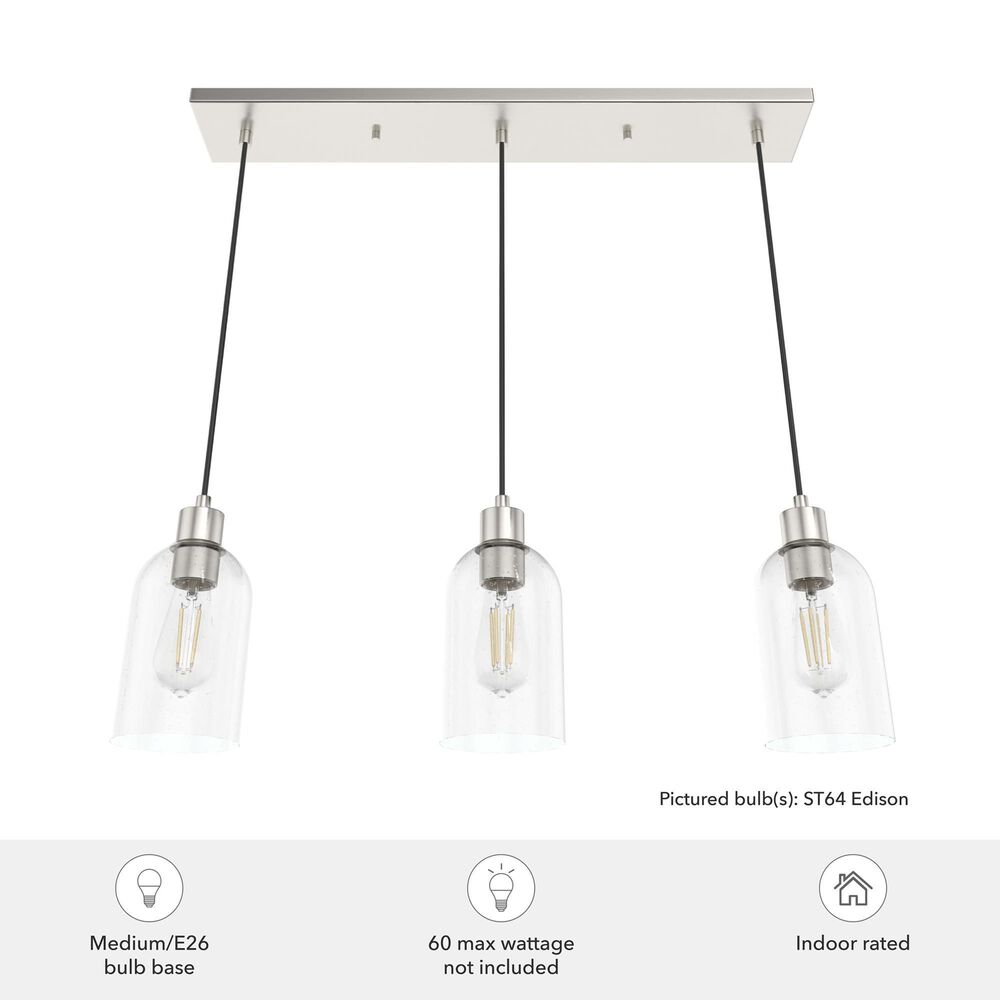 Hunter Lochmeade 29&quot; 3-Light Linear Pendant Cluster in Brushed Nickel, , large