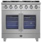 Forno Massimo 36" Freestanding French Door Gas Range in Stainless Steel, , large