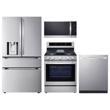 LG 4-Piece Kitchen Package with 28.6 Cu. Ft. French Door Refrigerator and Gas Range in Stainless Steel, , large