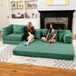 Jaxx Unsofa Stationary Sofa in Peacock Green Velvet, , large
