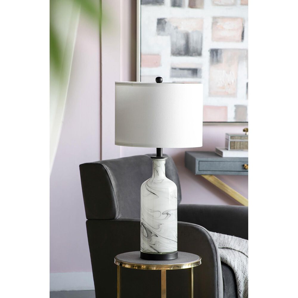 A&amp;B Home Sarris Swirl Table Lamp in Gray and White, , large