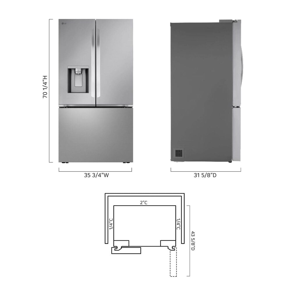 LG 26 Cu. Ft. Smart French Door Refrigerator in Stainless Steel, , large