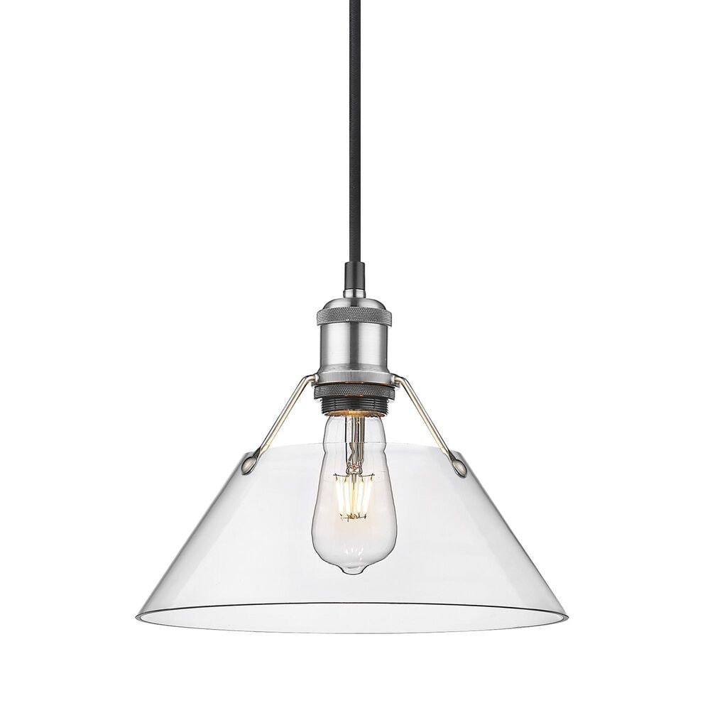 Golden Lighting Orwell 1-Light Medium Pendant with Clear Glass Shade in Pewter, , large
