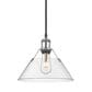 Golden Lighting Orwell 1-Light Medium Pendant with Clear Glass Shade in Pewter, , large