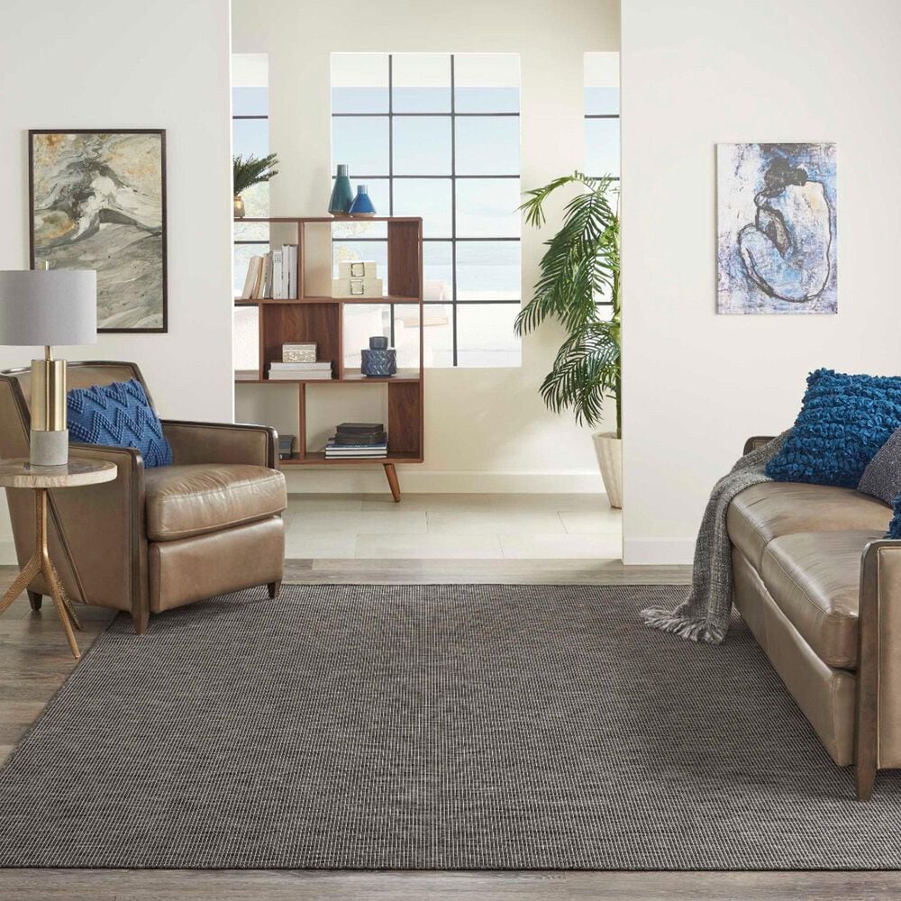 Nourison Positano 9&#39; x 12&#39; Charcoal Indoor/Outdoor Area Rug, , large