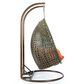 Leisuremod 57" Patio 2-Seat Hanging Egg Swing Chair with Orange Cushion in Beige, , large
