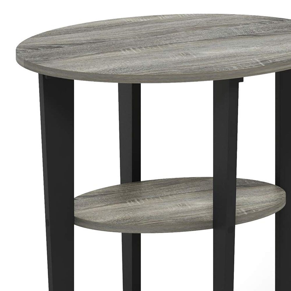HOMLUX Jaya Oval End Table in French Oak Grey and Black (Set of 2), , large