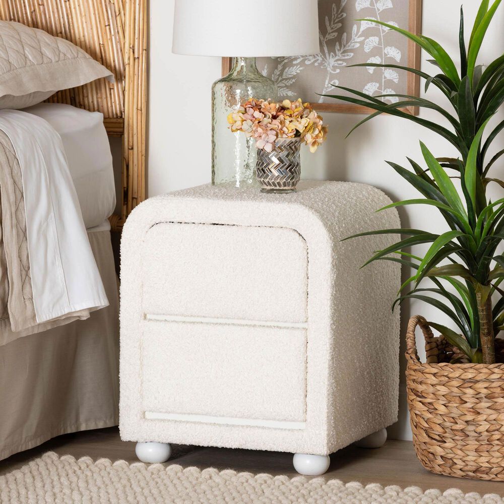 Baxton Studio Bonilla 2-Drawer Nightstand in White, , large