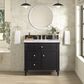 James Martin Vanities Lorelai 36" Single Vanity in Black Onyx with 3 cm Carrara White Marble Top, , large