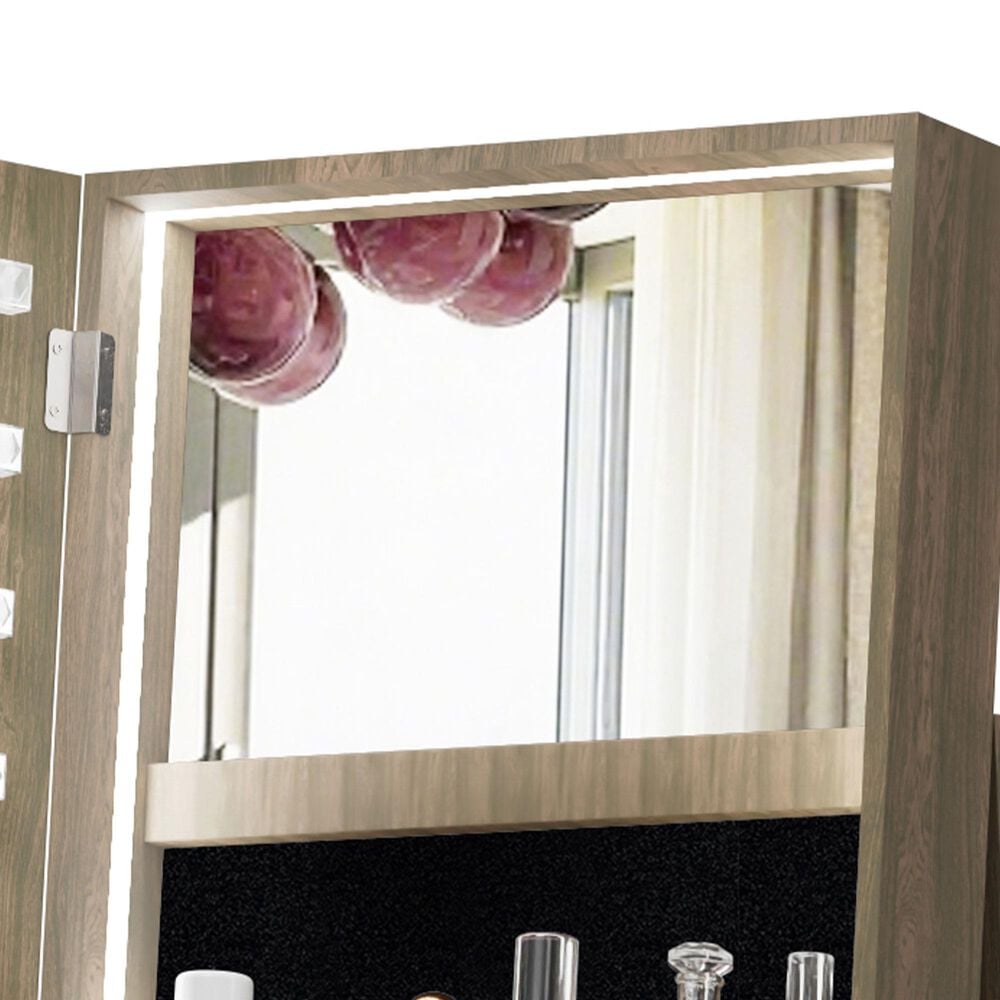 GigaCloud Swivel Jewelry Cabinet with Full Length Mirror and Locking Mechanism in Brown, , large