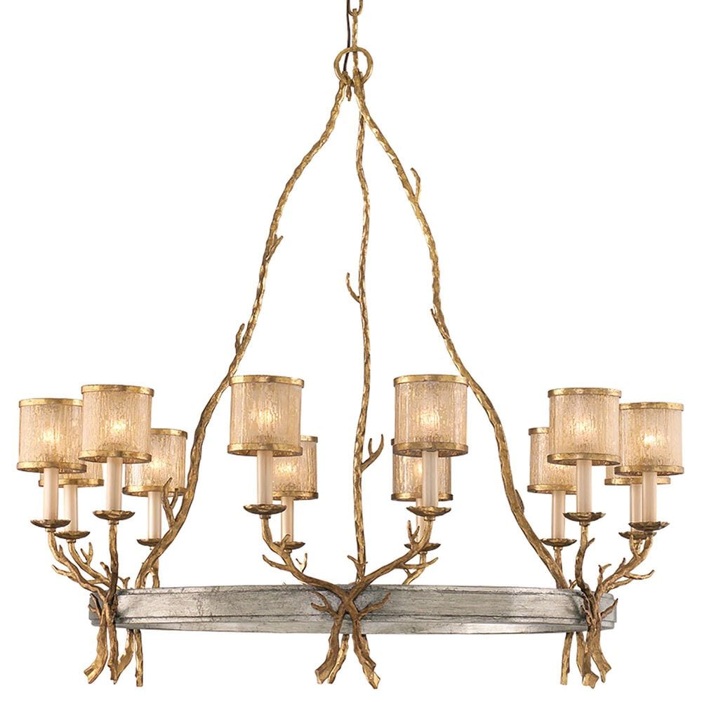 Troy Lighting Parc Royale 12-Light Chandelier in Vintage Gold Leaf and Stria Silver Leaf, , large